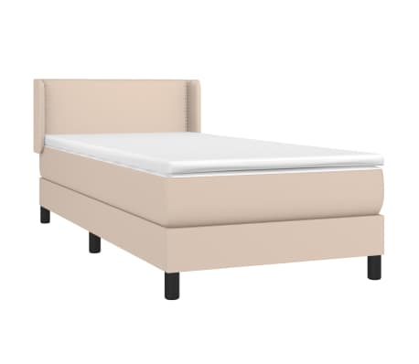 vidaXL Cama com molas/colch&atilde;o 90x190 cm couro artificial cappuccino