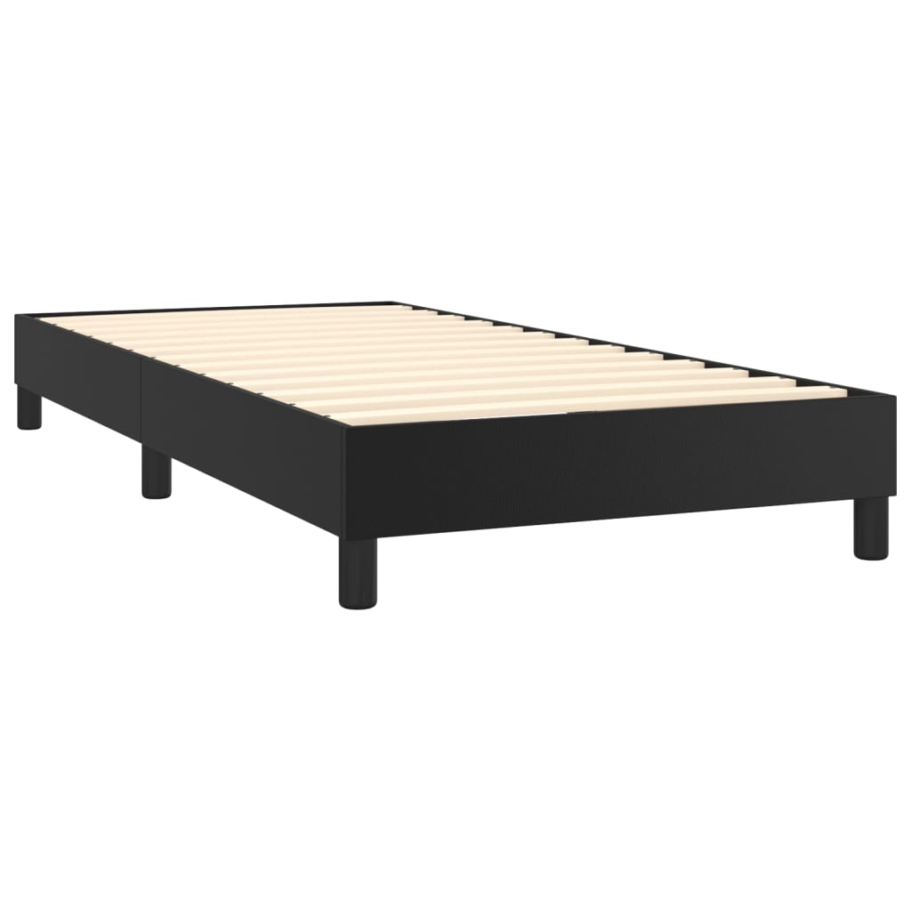 Pat box spring cu saltea, negru, 90x200 cm, piele ecologică