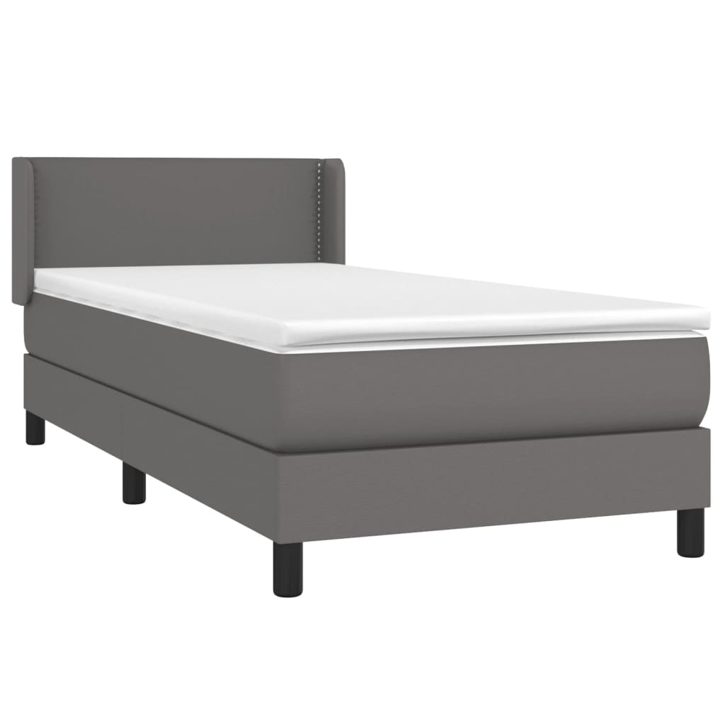 vidaXL Boxspring met matras kunstleer grijs 90x200 cm afbeelding