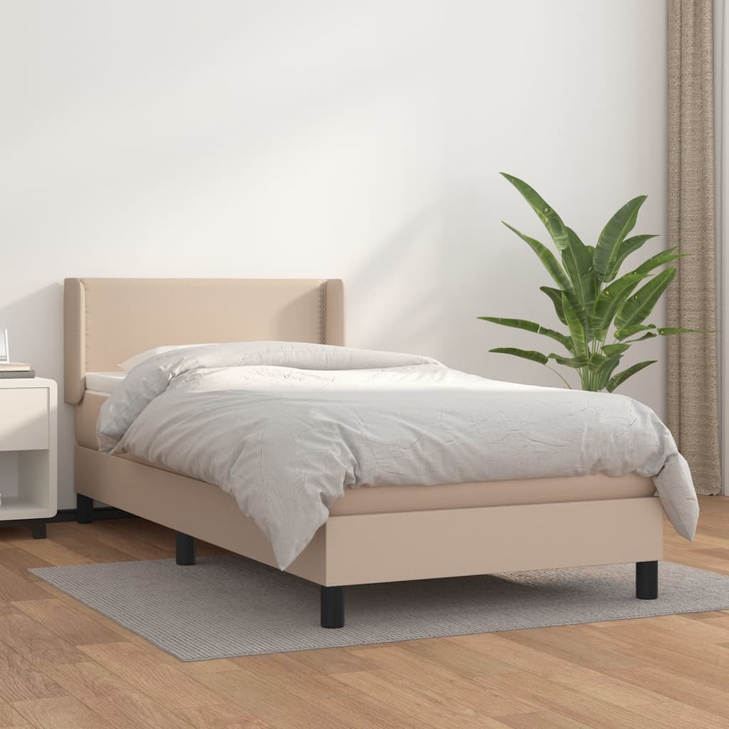 Box spring postel s matrací cappuccino 90x200 cm umělá kůže