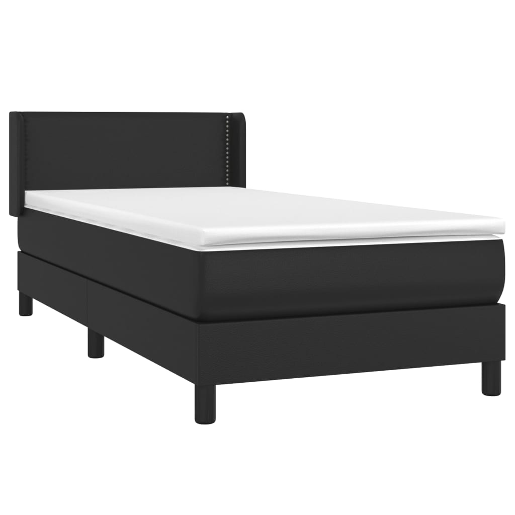 vidaXL Boxspring met matras kunstleer zwart 100x200 cm afbeelding