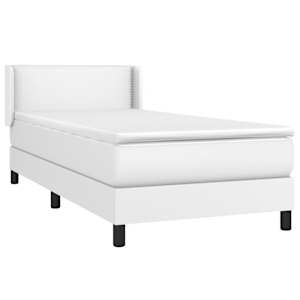 Box spring postel s matrací bílá 100x200 cm umělá kůže - obrázek 3