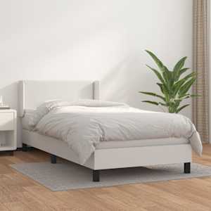 Box spring postel s matrací bílá 100x200 cm umělá kůže - obrázek 1