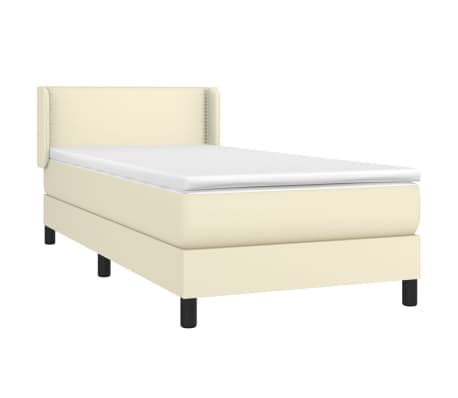 vidaXL atsperu gulta ar matraci, krēmkrāsas, 100x200 cm, mākslīgā āda