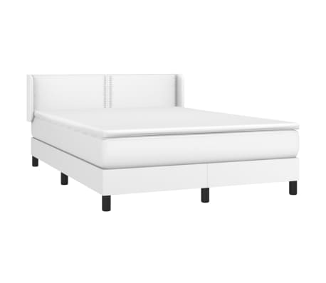 vidaXL feh&eacute;r műbőr rug&oacute;s &aacute;gy matraccal 140x190 cm