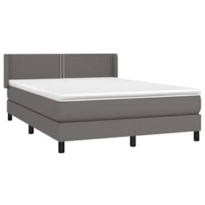 Box spring postel s matrací šedá 140 x 190 cm umělá kůže - obrázek 3
