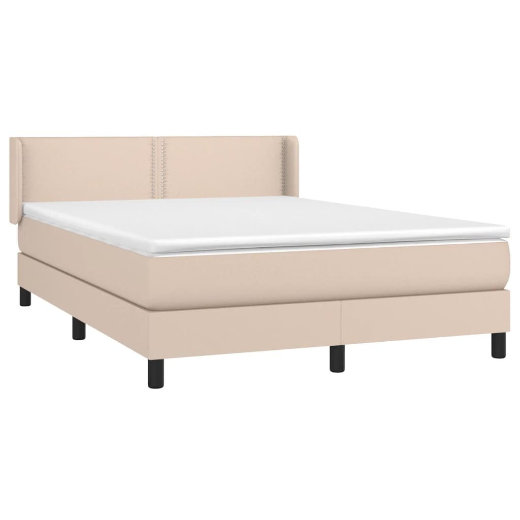 vidaXL Boxspring met matras kunstleer cappuccinokleurig 140x190 cm afbeelding