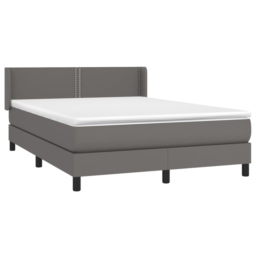 Box spring postel s matrací šedá 140x200 cm umělá kůže