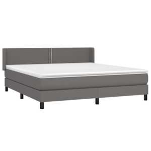 vidaXL Sommier &agrave; lattes de lit avec matelas Gris 160x200 cm Similicuir