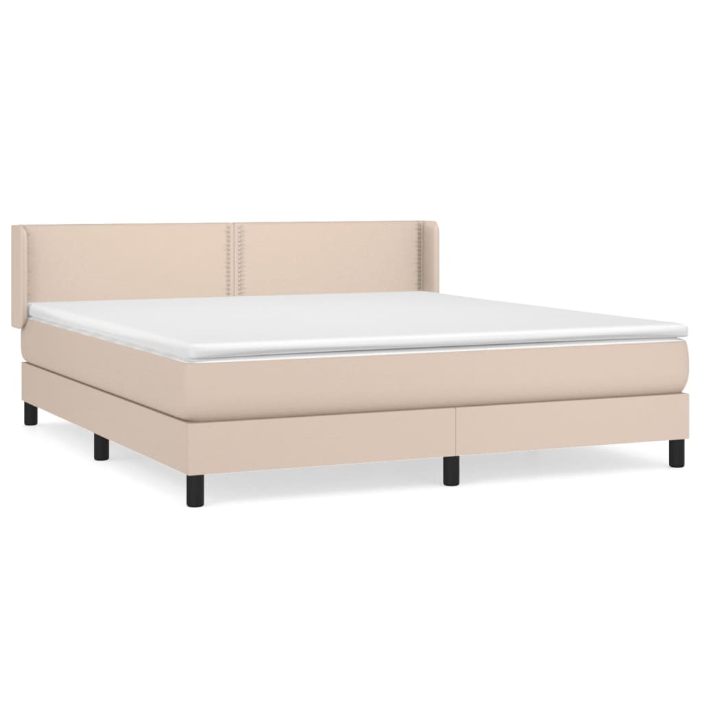 vidaXL Box spring postelja z vzmetnico kapučino 160x200cm umetno usnje