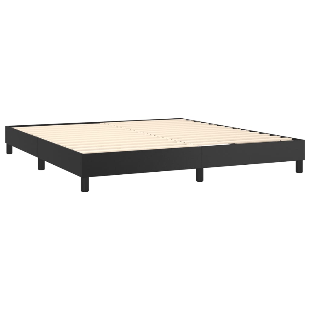 fekete műbőr rugós ágy matraccal 180 x 200 cm