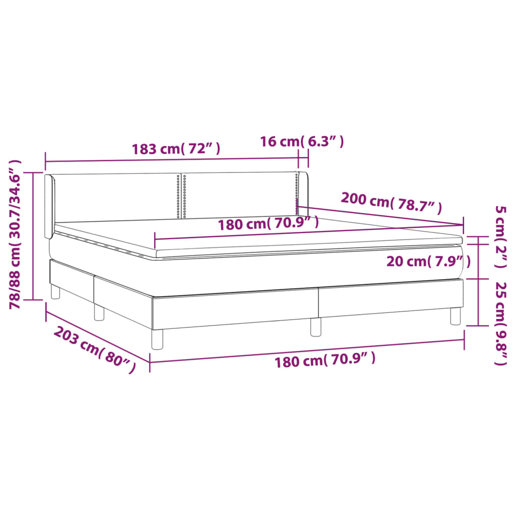 Pat box spring cu saltea, negru, 180x200 cm, piele ecologică