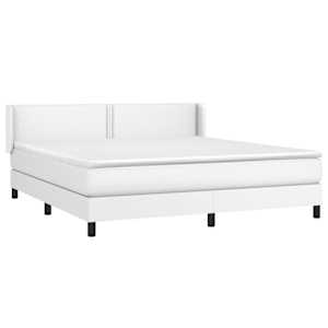 vidaXL Boxspringbett mit Matratze Wei&szlig; 180x200 cm Kunstleder