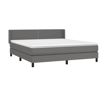 vidaXL Cama com molas/colch&atilde;o 180x200 cm couro artificial cinza