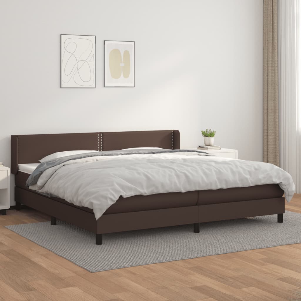 Box spring postel s matrací hnědá 200x200 cm umělá kůže