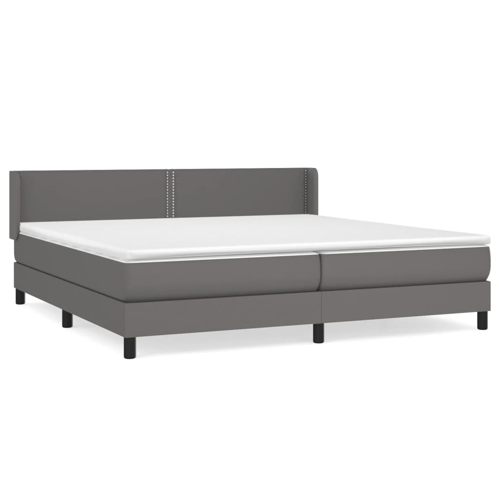 vidaXL Box spring postelja z vzmetnico siva 200x200 cm umetno usnje