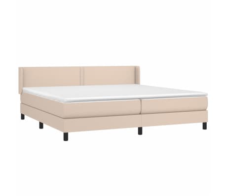 vidaXL Box spring postelja z vzmetnico kapučino 200x200 cm um. usnje