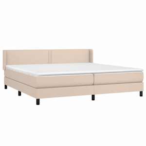 vidaXL Box spring postelja z vzmetnico kapučino 200x200 cm um. usnje