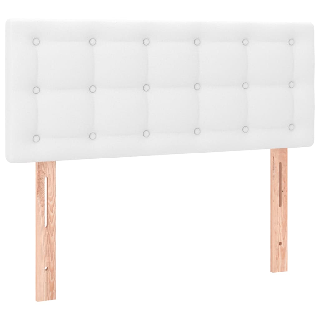 Pat box spring cu saltea, alb, 80x200 cm, piele ecologică