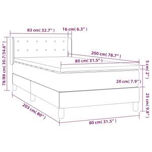 Box spring postel s matrací šedá 80 x 200 cm umělá kůže - obrázek 7