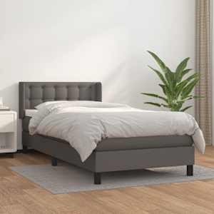 Box spring postel s matrací šedá 80 x 200 cm umělá kůže - obrázek 1