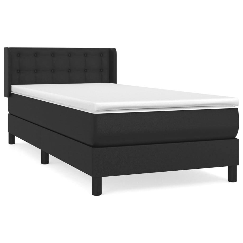Thumbnail - vidaXL Boxspringbett mit Matratze Schwarz 90x190 cm Kunstleder