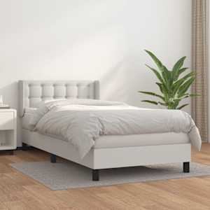 Box spring postel s matrací bílá 90x190 cm umělá kůže - obrázek 1