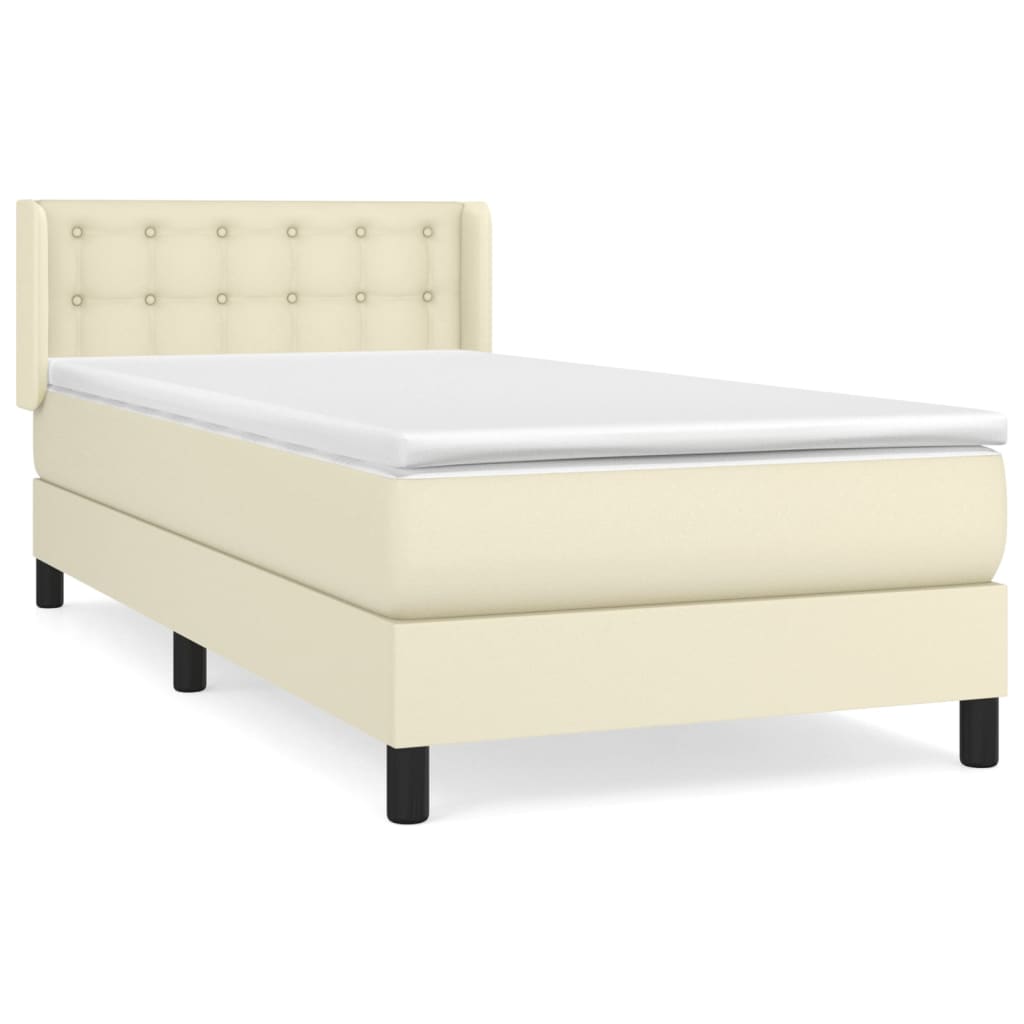 Box spring postel s matrací krémová 90x190 cm umělá kůže - obrázek 2