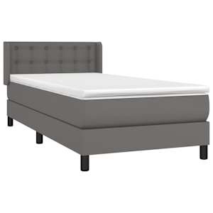Box spring postel s matrací šedá 90x190 cm umělá kůže - obrázek 3