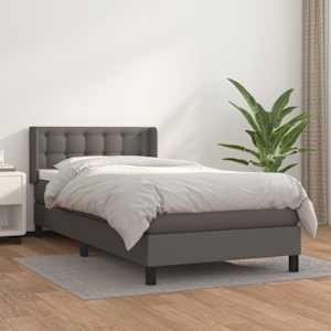Box spring postel s matrací šedá 90x190 cm umělá kůže - obrázek 1