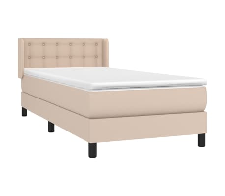 vidaXL Boxspringbett mit Matratze Cappuccino-Braun 90x190cm Kunstleder