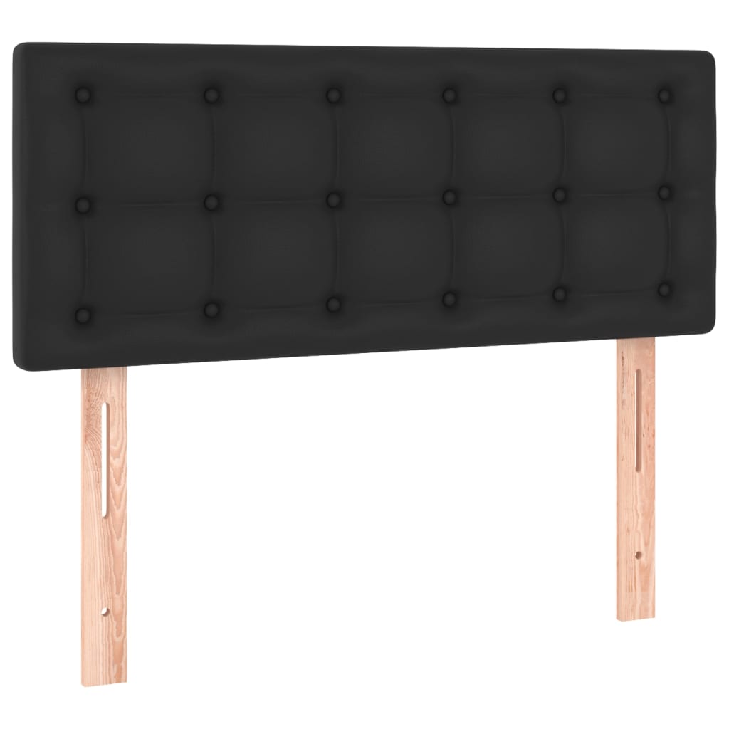 Pat box spring cu saltea, negru, 90x200 cm, piele ecologică