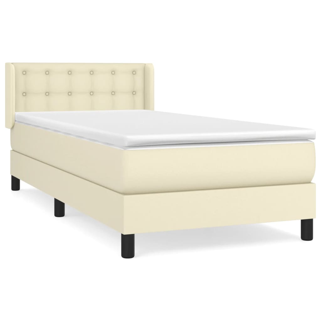 vidaXL Box spring postel s matrací krémová 90x200 cm umělá kůže