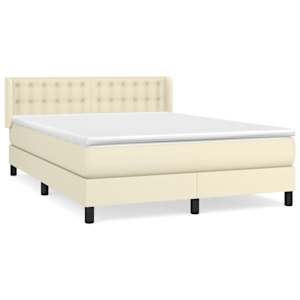 Box spring postel s matrací krémová 140x190 cm umělá kůže - obrázek 2