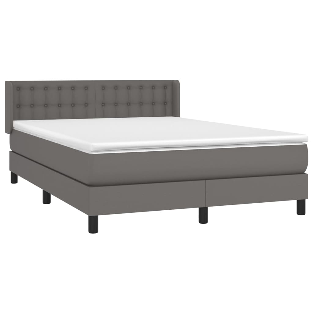 vidaXL Boxspring met matras kunstleer grijs 140x190 cm