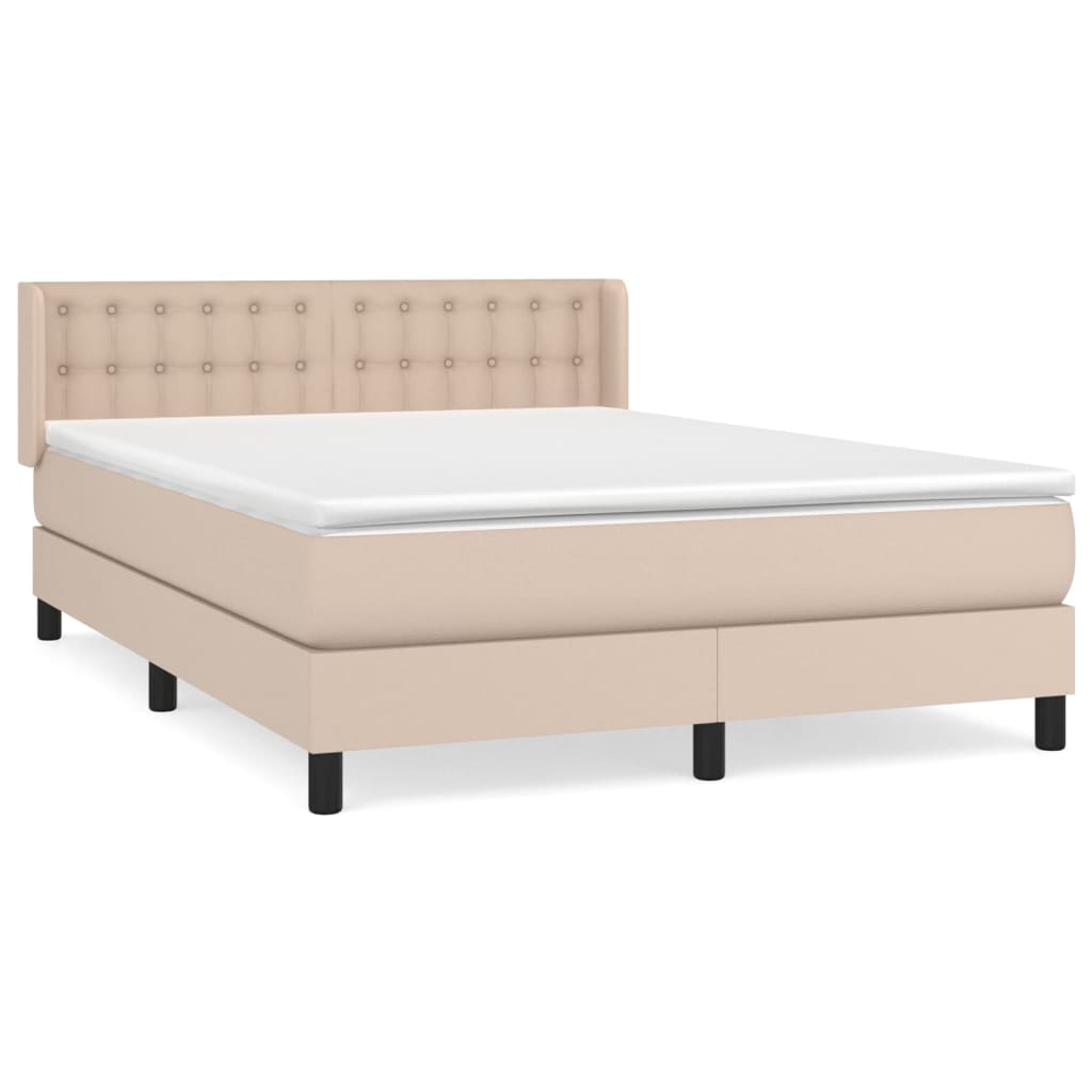 VidaXL Box spring postel s matrací cappuccino 140x190 cm umělá kůže