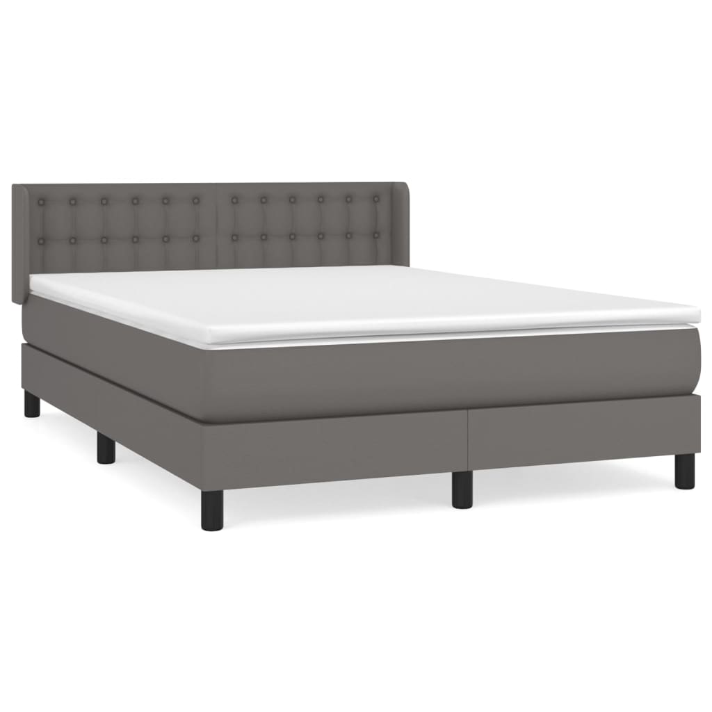 vidaXL Boxspring met matras kunstleer grijs 140x200 cm