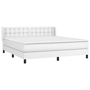 Box spring postel s matrací bílá 160x200 cm umělá kůže - obrázek 3