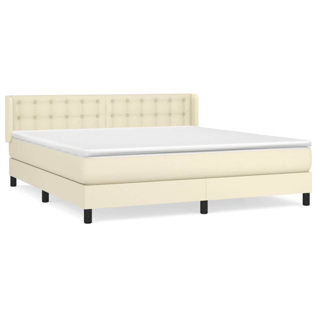 Box spring postel s matrací krémová 160x200 cm umělá kůže - obrázek 2