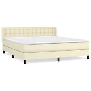Box spring postel s matrací krémová 160x200 cm umělá kůže - obrázek 2