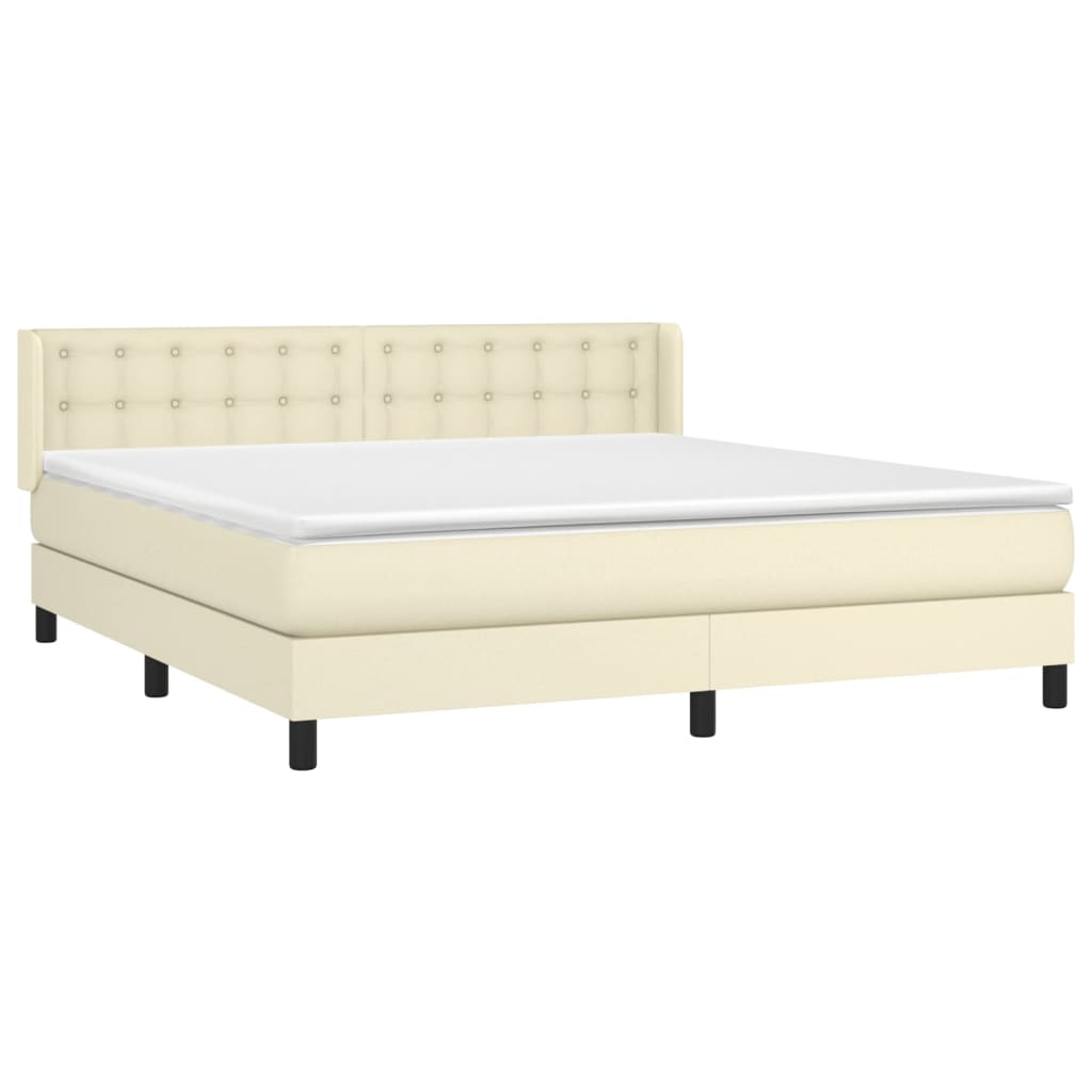 Box spring postel s matrací krémová 160x200 cm umělá kůže - obrázek 3