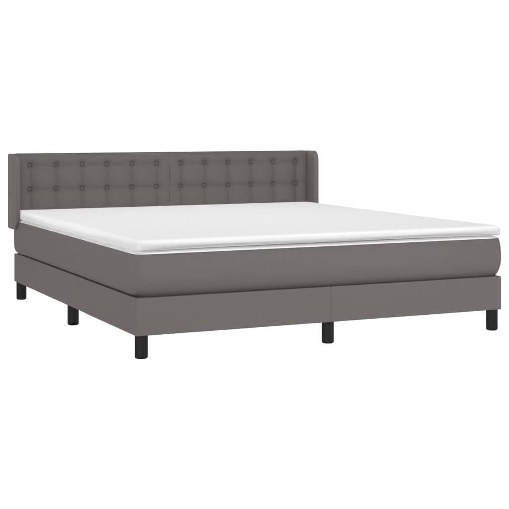 vidaXL Boxspring met matras kunstleer grijs 160x200 cm afbeelding
