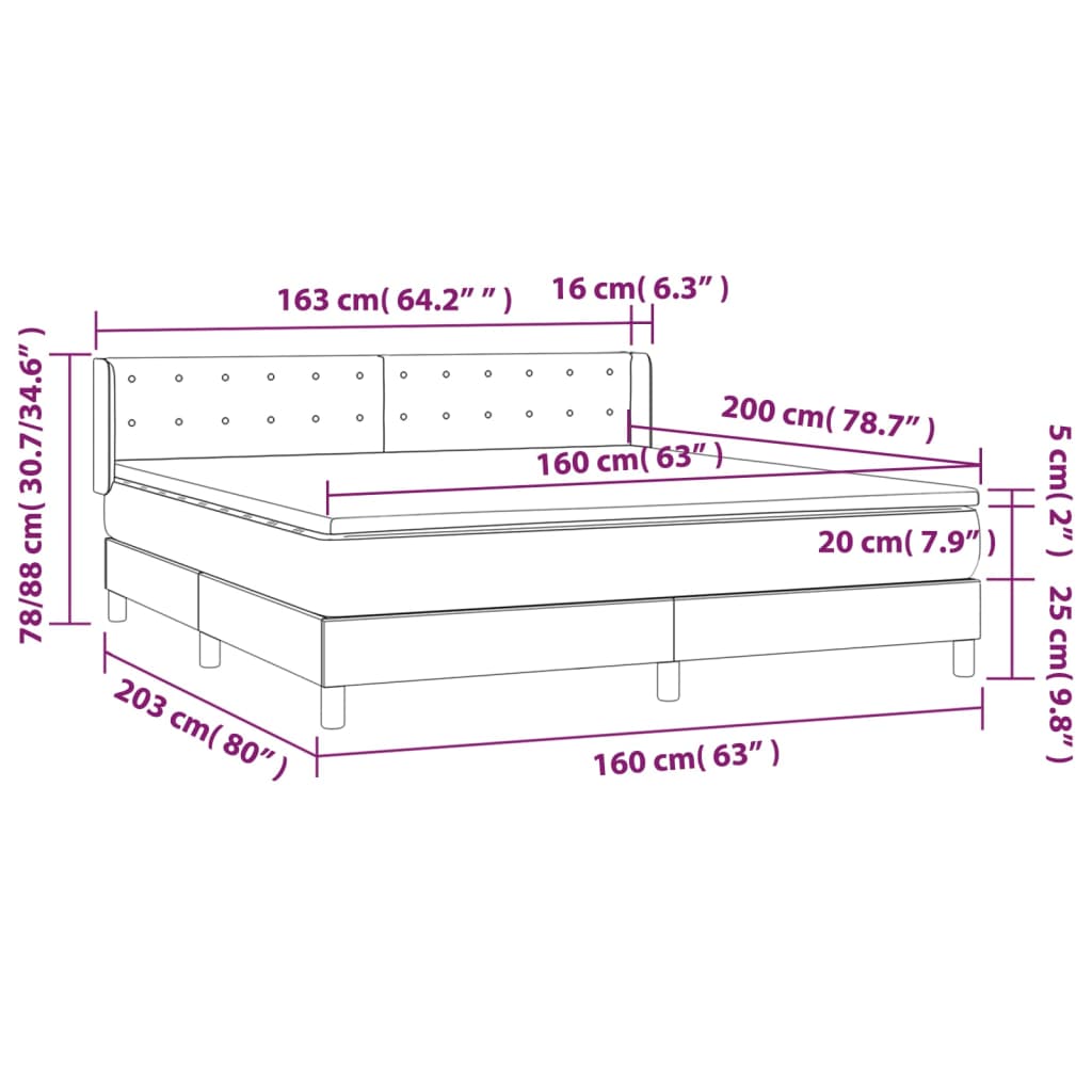 Box spring postelja z vzmetnico siv 160x200 cm umetno usnje