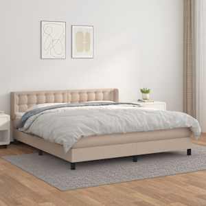 Box spring postelja z vzmetnico kapučino 160x200cm umetno usnje