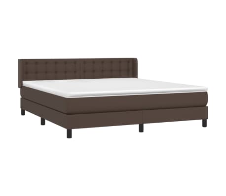 vidaXL Pat box spring cu saltea, maro, 180x200 cm, piele ecologică