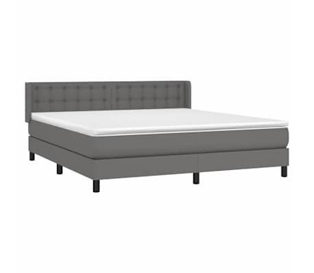 vidaXL Cama com molas/colch&atilde;o 180x200 cm couro artificial cinza