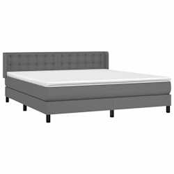 vidaXL Cama com molas/colch&atilde;o 180x200 cm couro artificial cinza