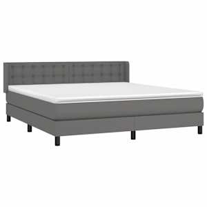 vidaXL Cama com molas/colch&atilde;o 180x200 cm couro artificial cinza