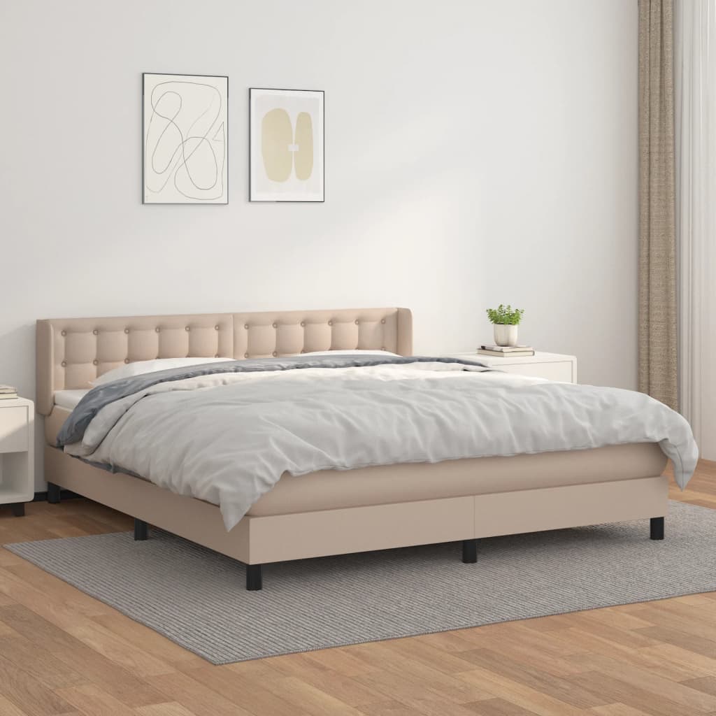 Boxspringbett Matratze Cappuccino-Braun 180×200 cm Kunstleder