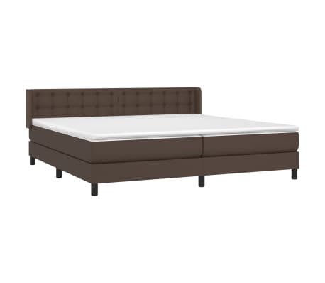 vidaXL Pat box spring cu saltea, maro, 200x200 cm, piele ecologică